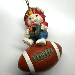 Vintage Football Mouse With Wreath Christmas Tree Ornament